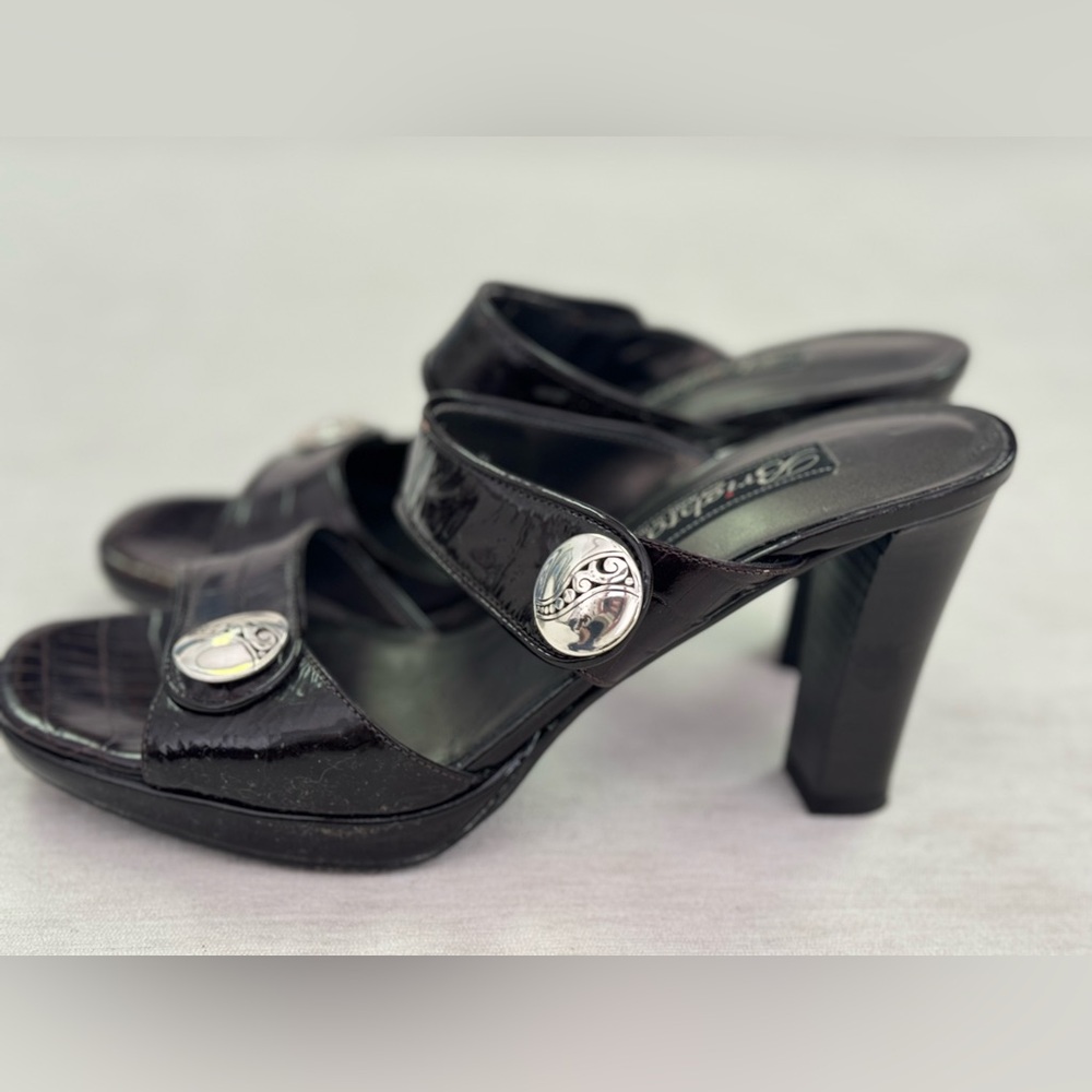 Brighton ‘Vanity’ platform heeled sandals. Chocolate leather. 7N